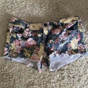 Floral jean shorts